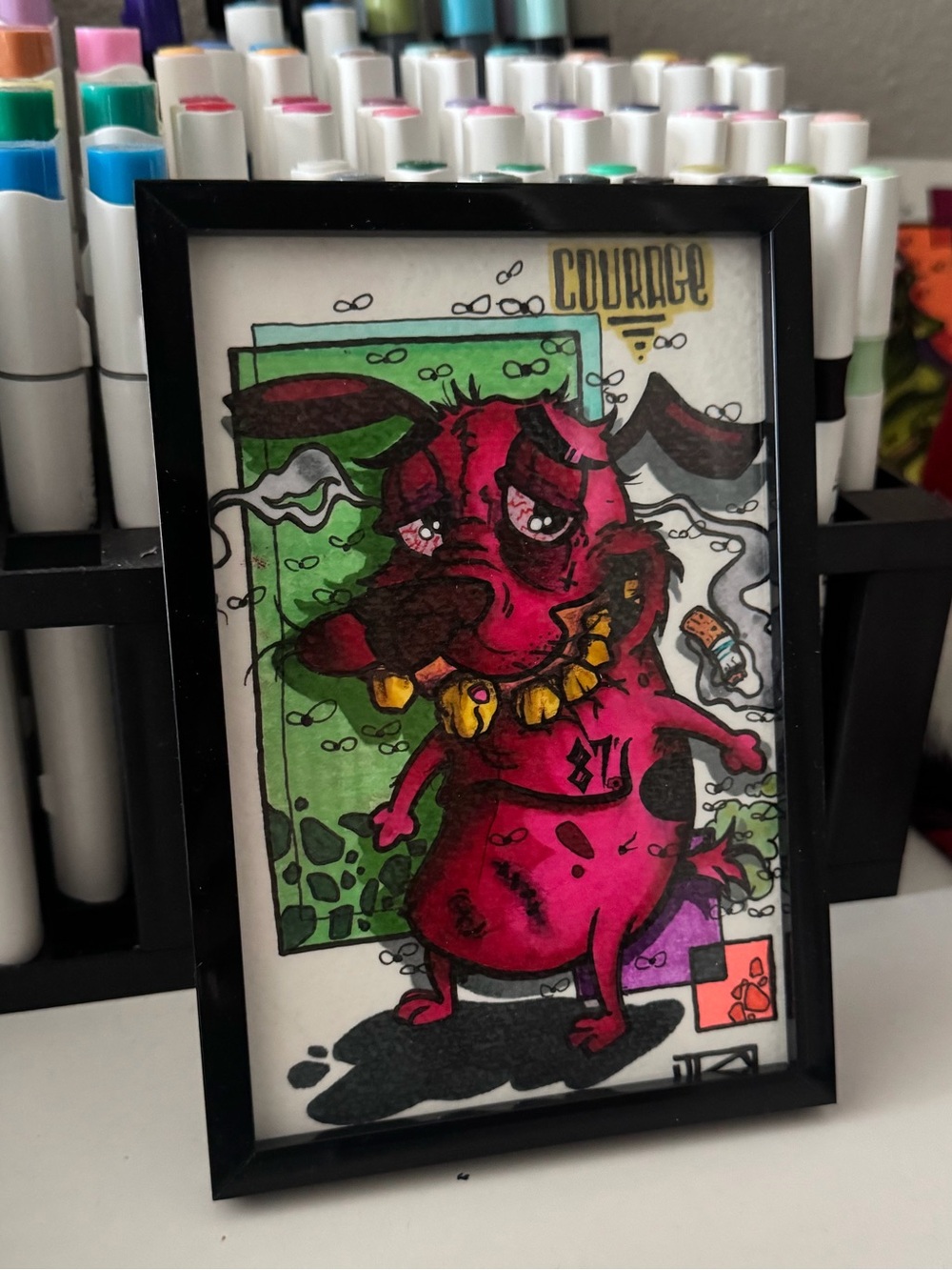 Original Art by Independent Artist Framed 4x6 Mixed Media